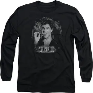A E Scarface Smokey Scar Long Sleeve Shirt - Stylish Men'S Graphic Tee