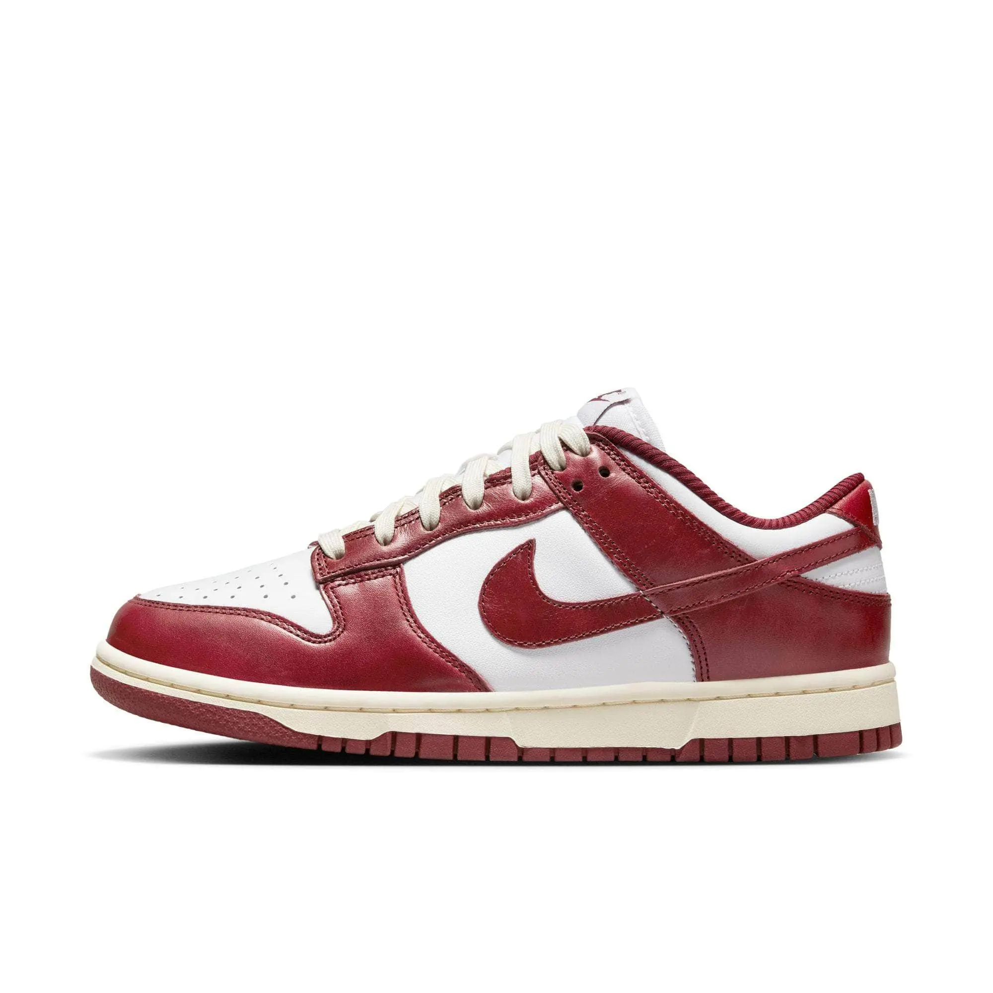 LACOSTE Nike Dunk Low PRM Women's Red Leather Sneakers with White Accents & Durable Rubber Outsole FJ4555-100, Casual Sneakers, Everyday Sneaker