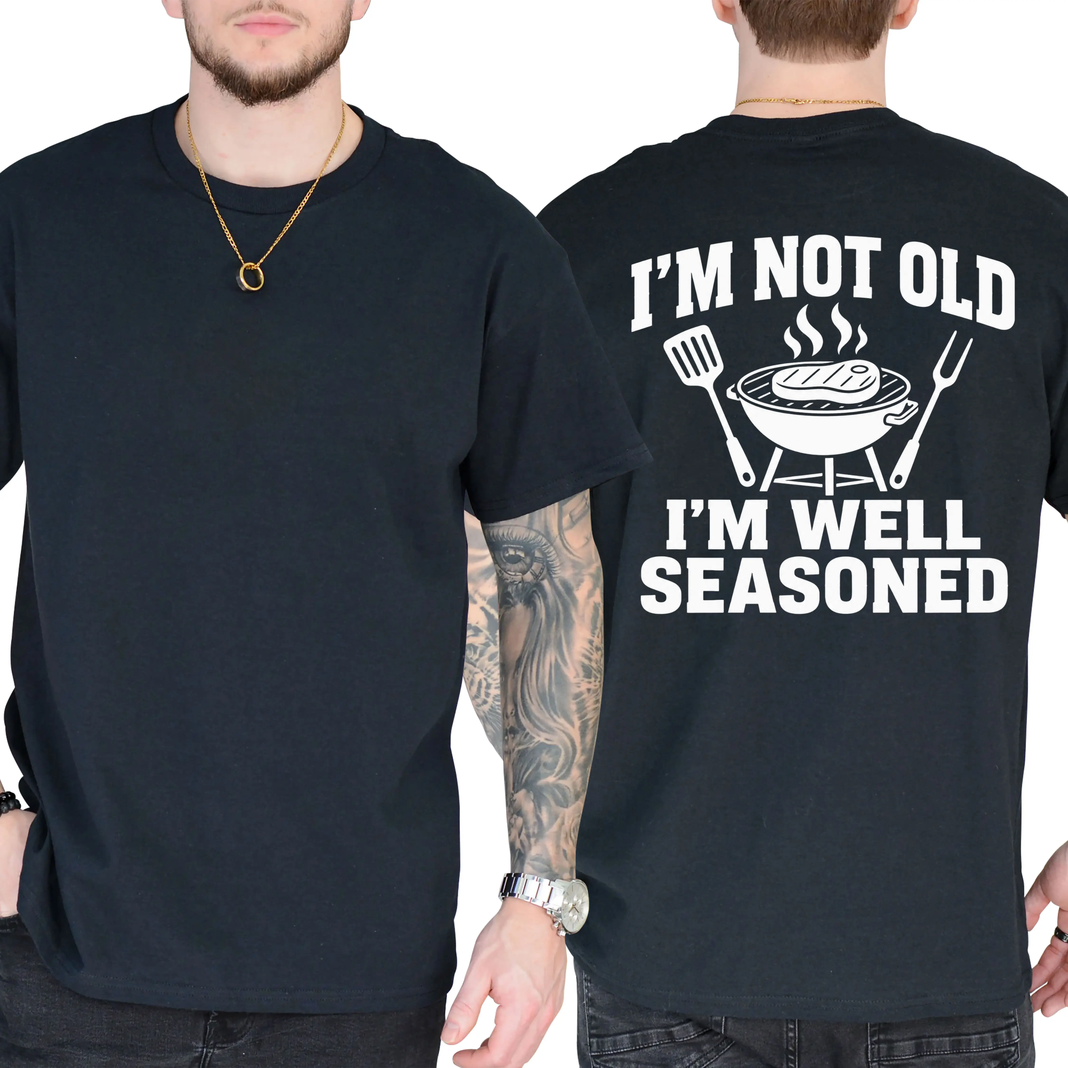 I'm Well Seasoned Funny BBQ Shirt for Men, Grill Master Graphic Tee, BBQ Lover Gift