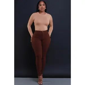 Super Swank High Waist Stretchy Jeans - Chocolate