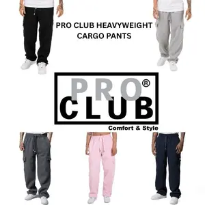 PROCLUB PRO CLUB CARGO HEAVYWEIGHT SWEATPANT 60% Cotton 40% Polyester Relaxed Fit with 2 Side Pockets 2 Cargo Pockets 1 Rear Pocket Velcro Flaps for Security Menswear Activewear