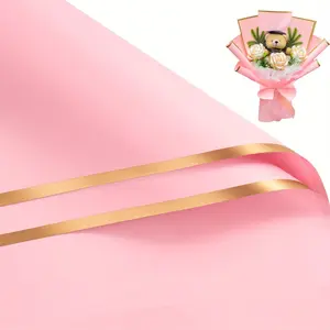 10/20pcs Gold Edge Jelly Film for Valentine's Day, Anniversary, Wedding Waterproof Flower Wrapping Paper, Floral Bouquet Packaging Supplies, Bouquet Wrapper