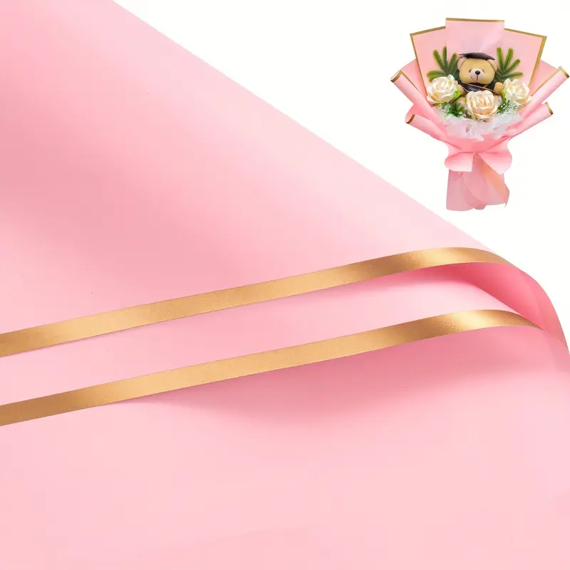10/20pcs Gold Edge Jelly Film for Valentine's Day, Anniversary, Wedding Waterproof Flower Wrapping Paper, Floral Bouquet Packaging Supplies, Gift Wrapping Supplies, Bouquet Wrapper