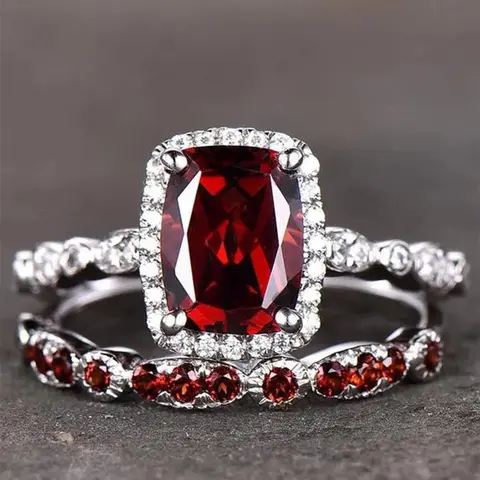 Gorgeous Garnet Decorated Ring, Fashion Accessories for Women & Girls, Trendy All-match & Exquisite Jewelry for Birthday Gift, Elegant Exaggerated Ring, Beautiful Rings, Gemstone Ring, Engagement Rings