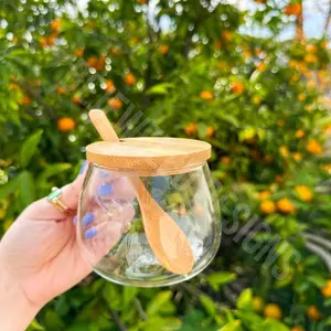 Trendy Glass Cup With Lid & Spoon