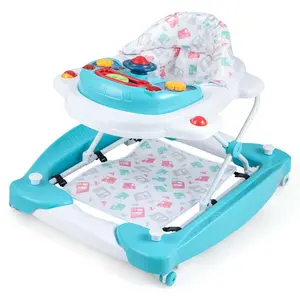Adjustable 6-in-1 Baby Walker - Toddler Activity Center with Musical Toy Tray, Multi-Function Infant Walker & Play Table for 6-18 Months