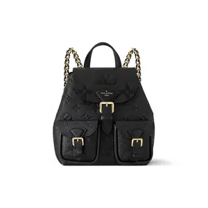 Louis Vuitton Monogram Embossed Magnetic Flap Backpack for Women in Black
