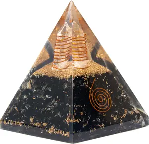 Black Tourmaline Orgone Pyramid for Protection &  | Orgonite pyramids with Copper Coil and  Quartz for Chakra Protection