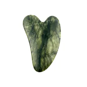Askmake Gua Sha Tool - Natural Green Jade Massager for Facial Lifting & Toning - Ideal for Defined and Lifted Appearance