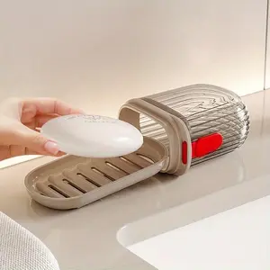 Travel Soap Dish Box, 1 Count Soap Bar Holder with Lid, Soap Bar Case, Soap Saver, Soap Storage Box for Home Bathroom & Travel, Bathroom Organization, Bathroom Supplies