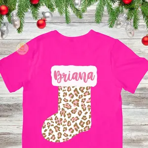 Custom Leopard Print Christmas Stocking Mama Shirt