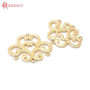 10PCS 18K Gold Color Flower Connect Charms Pendants  Earrings Diy Jewelry Accessories Rosediy official-website