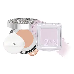 2aN Glass Skin Duo Set – Cushion Foundation & Glass-Like Highlighter for Natural, Radiant Makeup (#23 Natural Beige)