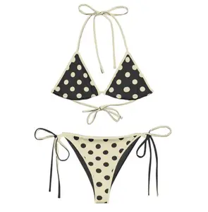 90s 80s Y2K Vintage Polka Dot Triangle Bikini - Coquette for Hot Girl Summer
