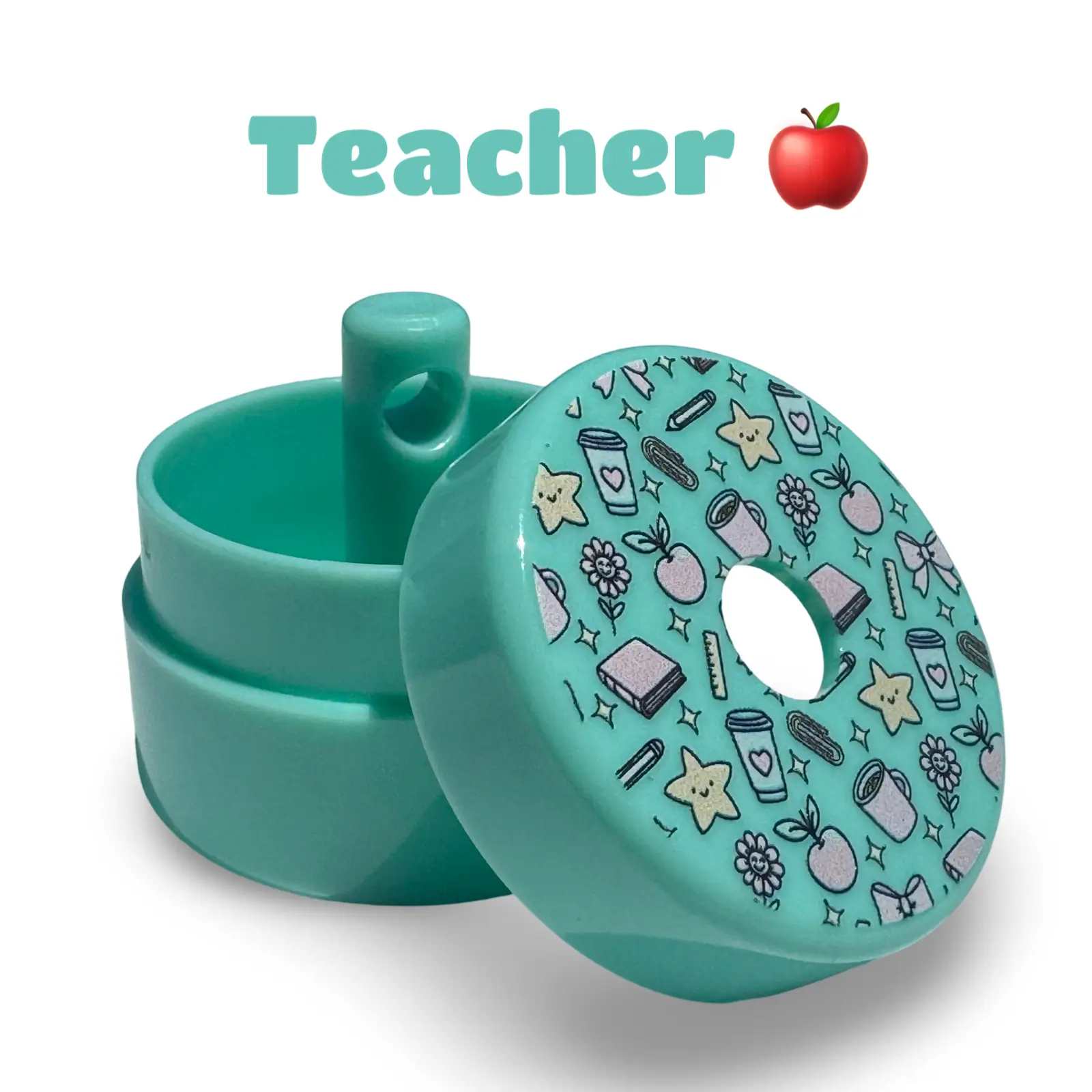 Lion Latch Teacher Lion Latch Mint Green Design with Teacher Motif 1.5"D x 1.5"W x 2.5"H Ring Holder for Men's Size 18
