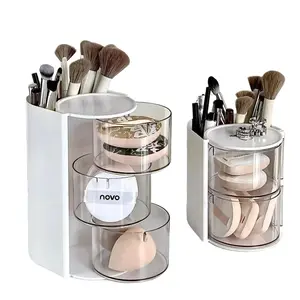 Hair Accessories Organizer with Hair Brush Holder, Rotatable Makeup Brush Holder for Necklaces, Earrings, Bracelets, Rings, and More