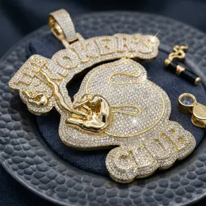 Personalized Bling Smoker Gang Pendant, 3D Hand Holding Joint Charm Necklace, Full CZ Iced Out Trap Jewelry, Custom Letter Streetwear Accessory with Rope Chain