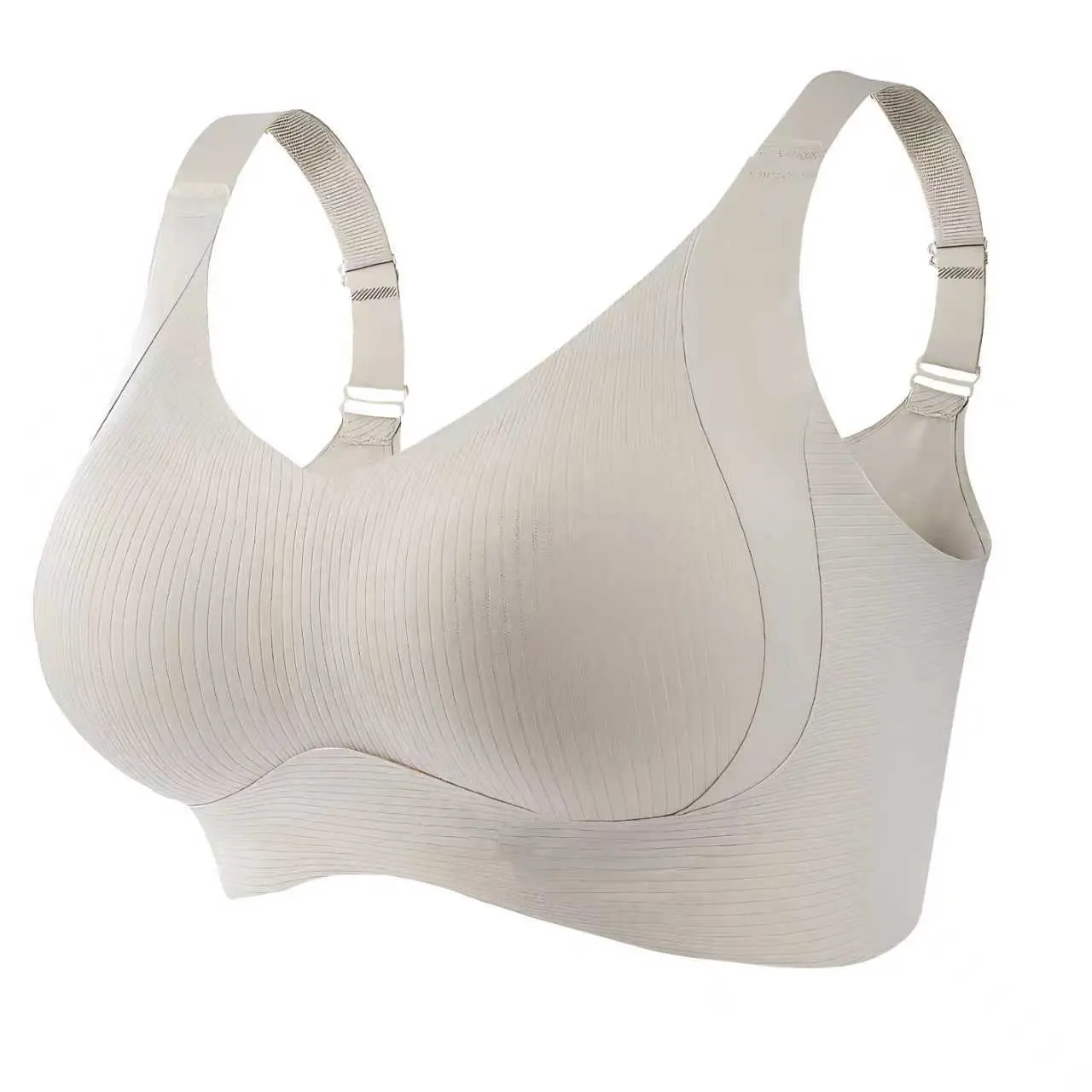 Women's Solid Ribbed Wrap Bandeau Bralette - Seamless Wireless Underwear with Adjustable Straps, Basic Lightweight for Everyday Comfort