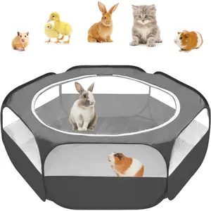Small Animal Pop-Up Playpen with Mesh Cover, 47'' x 23.6'' x 15'' Chicken Brooder Box, Play Pen Indoor Outdoor for Guinea Pigs, Bunny, Rabbits, Ferrets, Chinchillas, Kittens