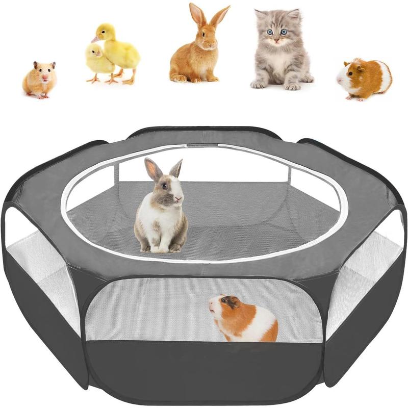 Small Animal Pop-Up Playpen with Mesh Cover, 47'' x 23.6'' x 15'' Chicken Brooder Box, Play Pen Indoor Outdoor for Guinea Pigs, Bunny, Rabbits, Ferrets, Chinchillas, Kittens