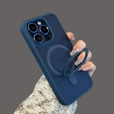 TechGrip iPhone 18/17/16/15/14/13/12 Pro Max/Pro/Plus/Air MagSafe Compatible Men's Phone Case with Built-in Multi-Angle Stand & Ring Holder Invisible Magnetic Kickstand Portable Smartphone Cover