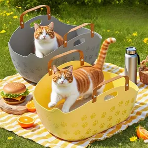 Mobile Cat Toilet, Portable Litter Box, Soft Wear-Resistant Semi-Enclosed Design, Deepened Base, Free Litter Scoop Included