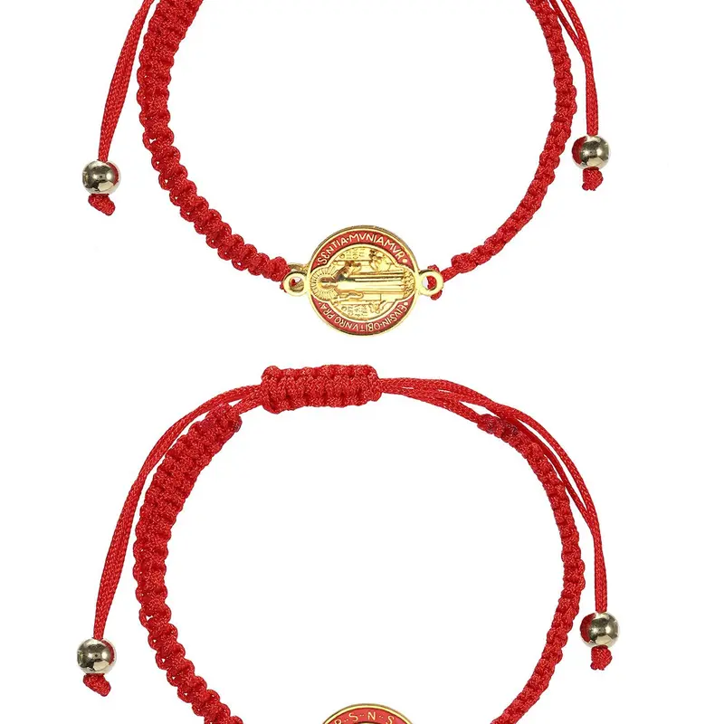 2pcs/set Women's Simple Style Letters Print Bracelets with San Benito Medalla Design, Casual Trendy Bracelet Sets, Fashionable Accessories for Daily & Party Decoration, Religious Faith Bracelets, Religious Jewelry Gift, Pretty Bracelet