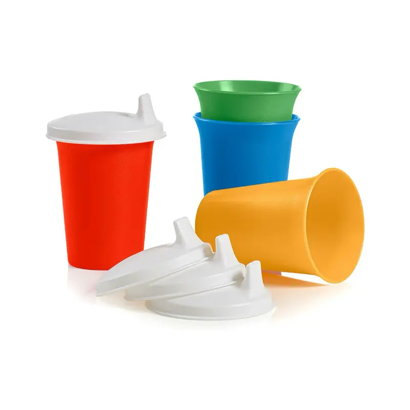Tupperware Bell Tumblers & Sipper Seal Set of 4 Toddler Sippy Cups with Lids