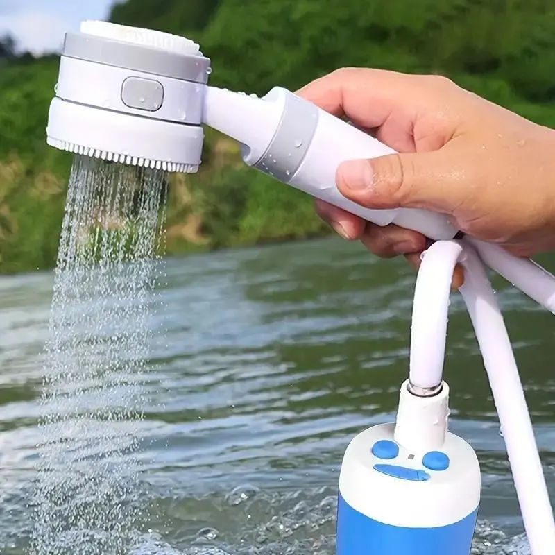 Handheld Compact Outdoor Camping Shower, 4000mAh Rechargeable, Adjustable Flow, 2m Hose, Camping Equipment, Travel Accessories for Pet Care
