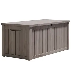 120 Gal Outdoor Storage Bench Box, Large Patio Furniture Accessory & Garden Tool Organizer, Indoor Cushion Storage Solution, Black
