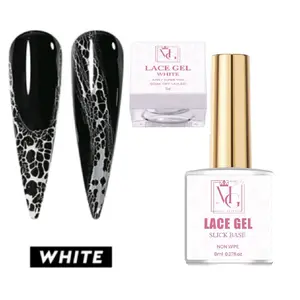 Mary Galarza Nail Lace Gel with Slick Base Set - White or Black, Non-Wipes Gel for Beautiful Lace Look, Includes Slick Base for Application