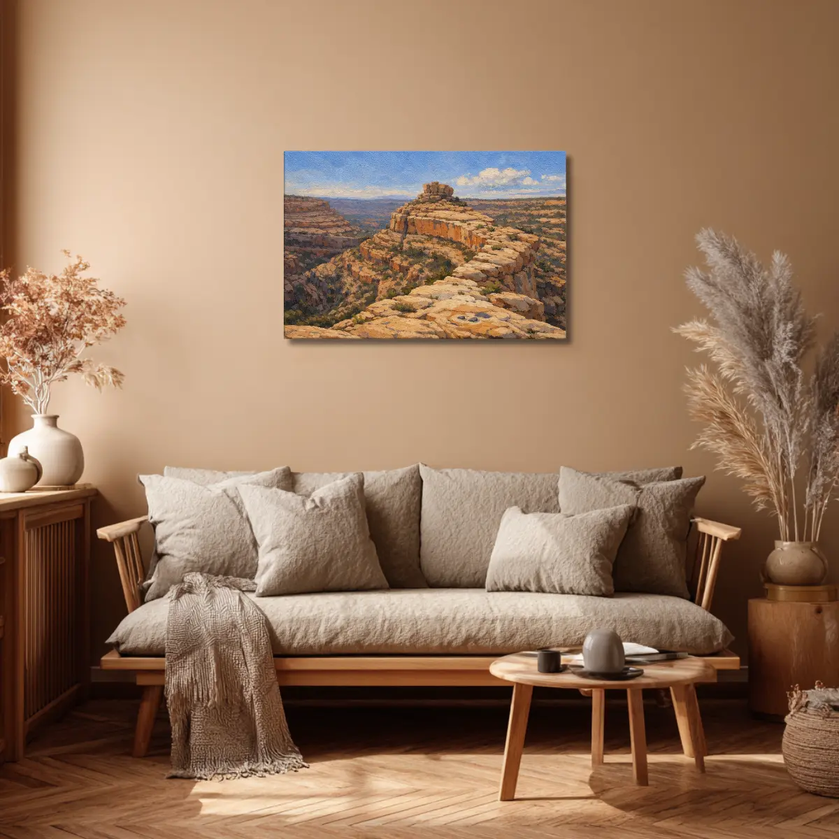 Bears Ears Cliffs from Cedar Mesa Canvas Print - Digital Oil Painting Style Art