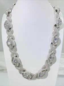 Personalized Cuban Chain High Quality Diamond Eye of Reincarnation Cuban Chain Jewelry Necklace Diamond Plated Cuban Chain Necklace Extravagant Hip Hop Fashion Trend Boutique Jewelry, Memorial Day Easter Gift