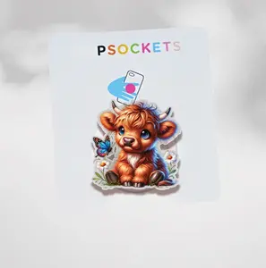 Aesthetic Highland Cow Coquette Magnetic Phone Grip, Retro Funny Pink Ribbon Bow Magsafe Kickstand, Trendy Soft Girl Western Animal Lover Gift For Her