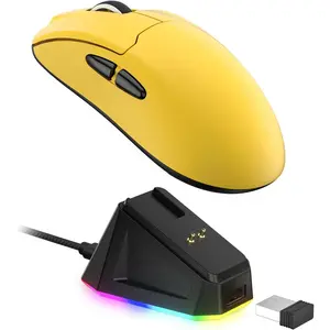 GM022 Ultralight 3-Mode  Gaming  with RGB  Dock, PAW3395 26K DPI Sensor, 55G Lightweight   Gaming , 5 Programmable Buttons, 80 Million Click