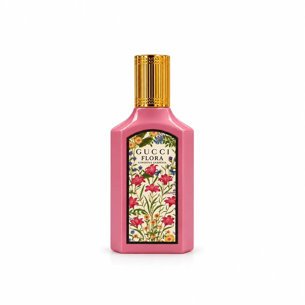 Gucci Flora Gorgeous Gardenia Deluxe Eau De Parfum Perfume With Pear And Brown Sugar For Women EDP Mini Splash Top 0.16 Fl Oz/ 5 Ml Mini Travel