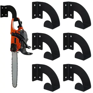 6PCS Chainsaw Hooks Tool Organizer Wall Mount Holder Yard Storage- Heavy Duty Saw Storage Bracket, Black Metal Hanger For Chainsaw & Power Tools Mounted Chainsaw Rack - Garage, Workshop, Garden Organization
