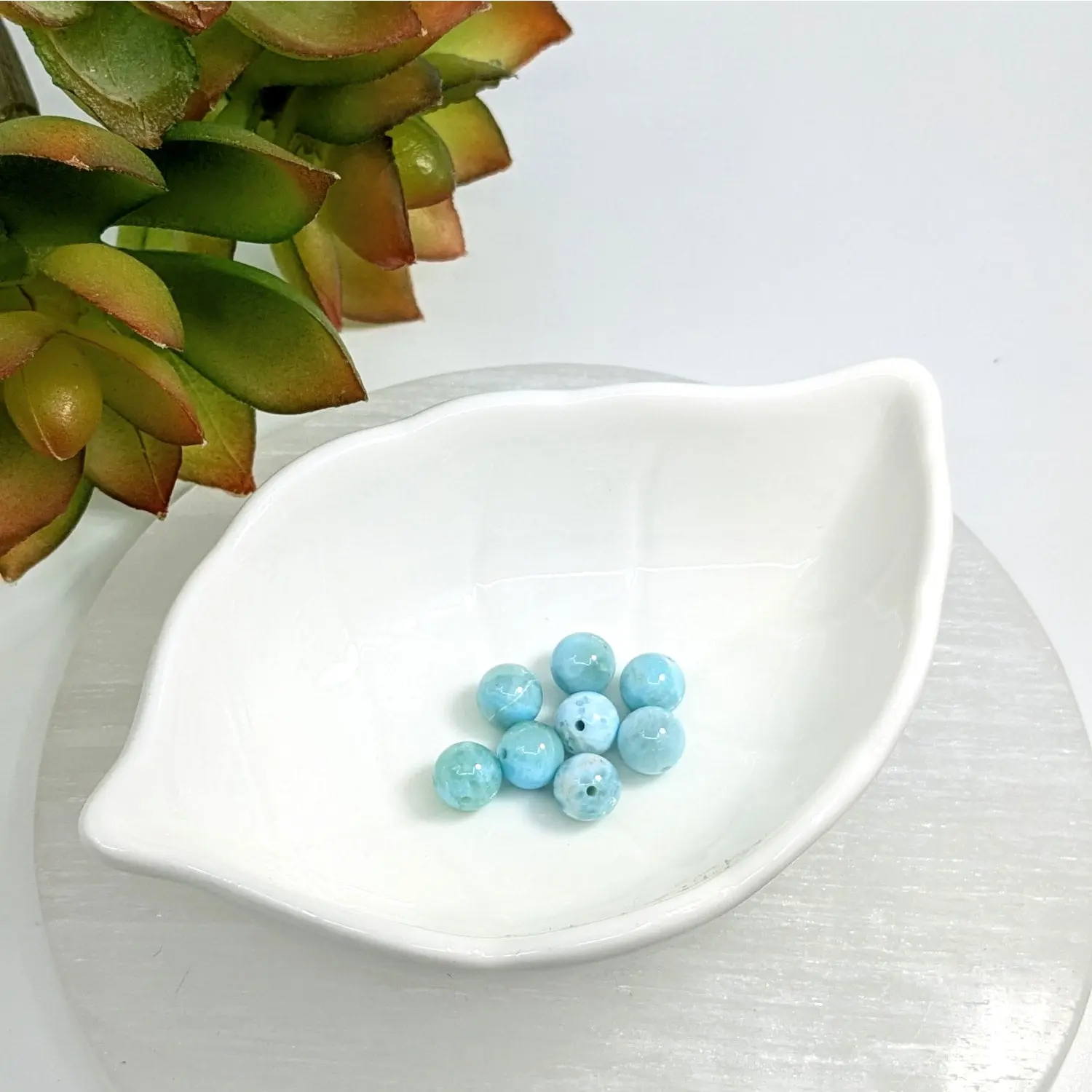 Larimar 7mm Round Bead (2) #LV7132