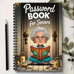 Password Notebook for Seniors, Memory Safe Design, Custom Password Book for Elderly, Secure Health & Financial Info Storage, Journal Notebook, Personal Organizer Book