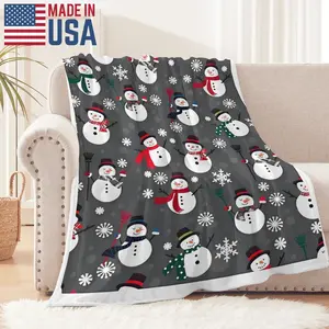 Flannel Christmas Throw Blanket, Fuzzy Fluffy Soft Cozy Blanket, Fleece Flannel Plush Microfiber Blanket for Couch Bed Sofa (50" X 60", Snowman)