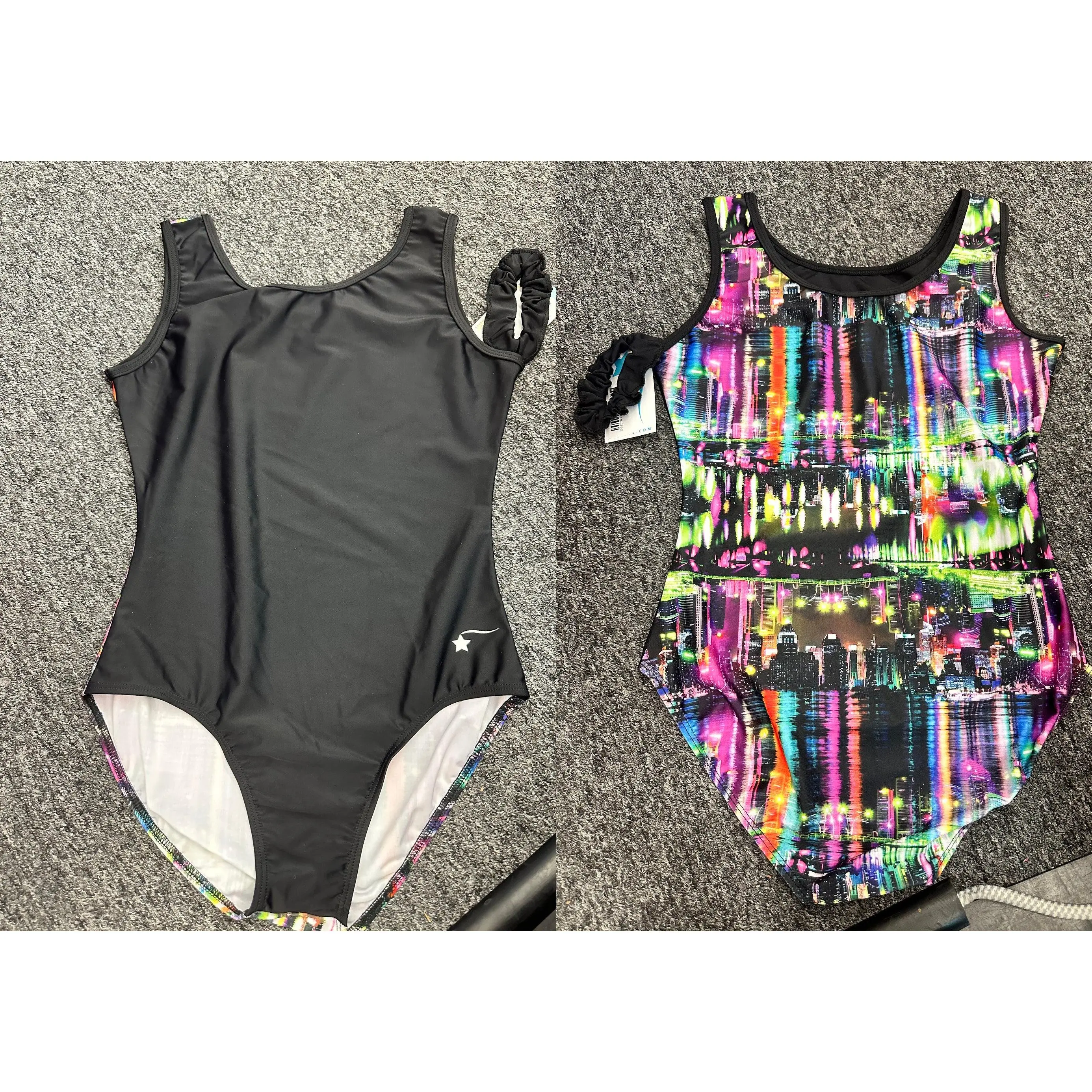 New NEW Leotard Destira City Scape Large Adult  Colorful  Tumbling Acro
