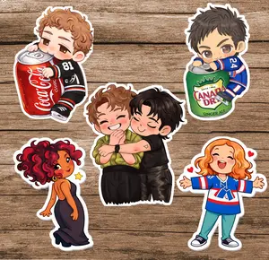Heated Rivalry Characters Chibi Sticker, Shane Hollandar Rozanov Sticker, Rose Landry Svetlana Vetrova Sticker