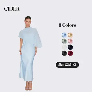 Cider Satin High Neck Cape Sleeve Maxi Dress SwimWeek