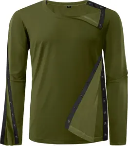 Unisex Post Shoulder Surgery Recovery Shirts - Full Tear Away Snap Long Sleeve Chemo Port Shirts for Men and Women - Easy Wear Comfortable Hospital Recovery Clothing