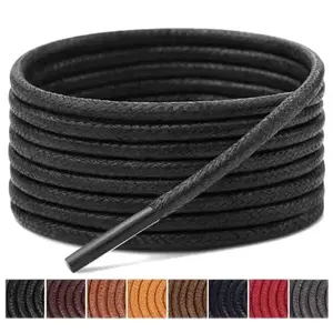 [High Quality]3 Pairs Dress Shoe Laces | 3/32" Thin Round Waxed 27.6"(70cm) Black×3 Footwear Shoelace