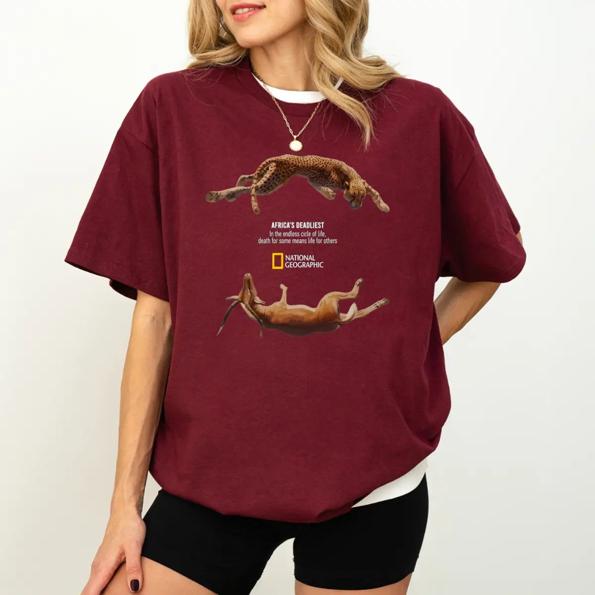 Vintage Safari Wildlife Graphic T-Shirt, Cheetah vs Gazelle Nature Tee, African Animal Unisex Cotton Outdoor Adventure Shirt