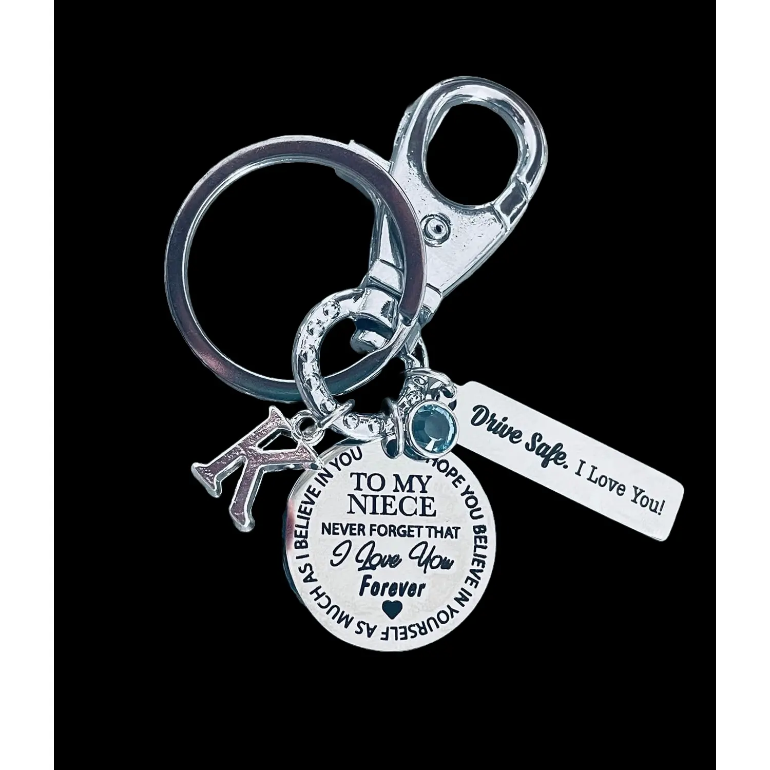 To My Niece Keychain I Love You Drive Safe Keychain Silver Key Chain Gift for Niece from Aunt cute