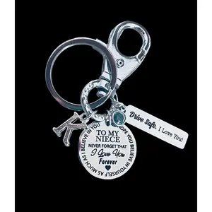 To My Niece Keychain I Love You Drive Safe Keychain Silver Key Chain Gift for Niece from Aunt cute