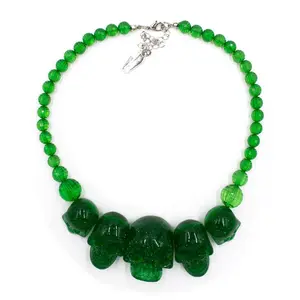 Green Glitter Skull Collection Necklace