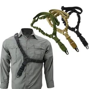 Outdoor Tactical Single Point Harness Belt, 78-107cm Adjustable Camouflage Diagonal Strap, High-Strength Nylon CS Gun Sling with Safety Rope & Carabiner, Unisex Survival Outdoor Accessory